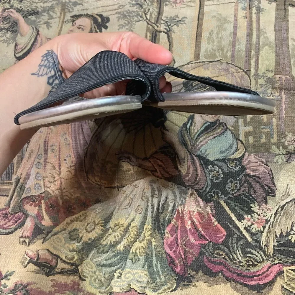 Black and Silver Stretchy American Eagle Sandals